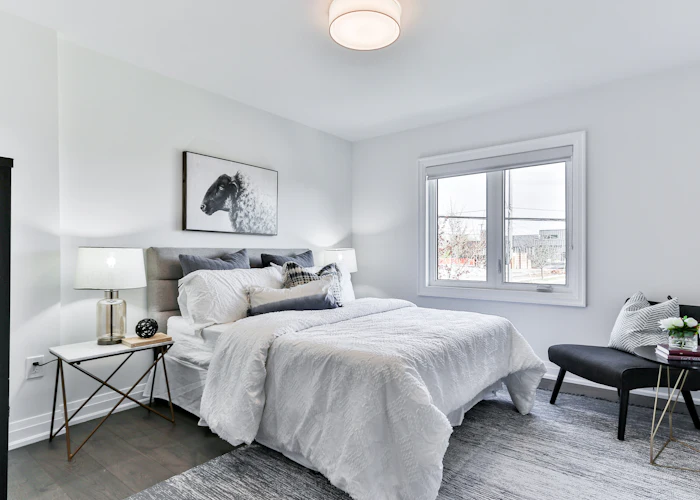 Neatly made bedroom